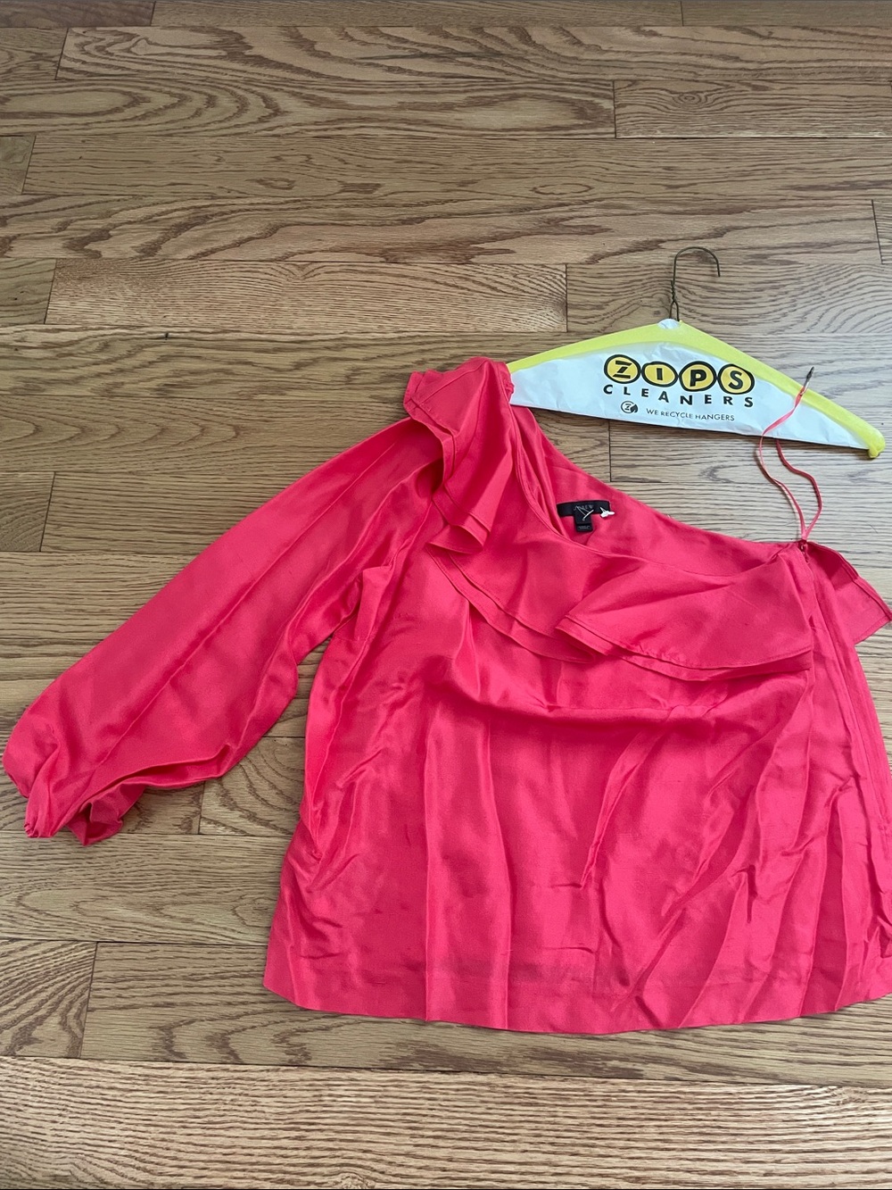 J. Crew Coral Pink One-Shoulder Ruffle Blouse